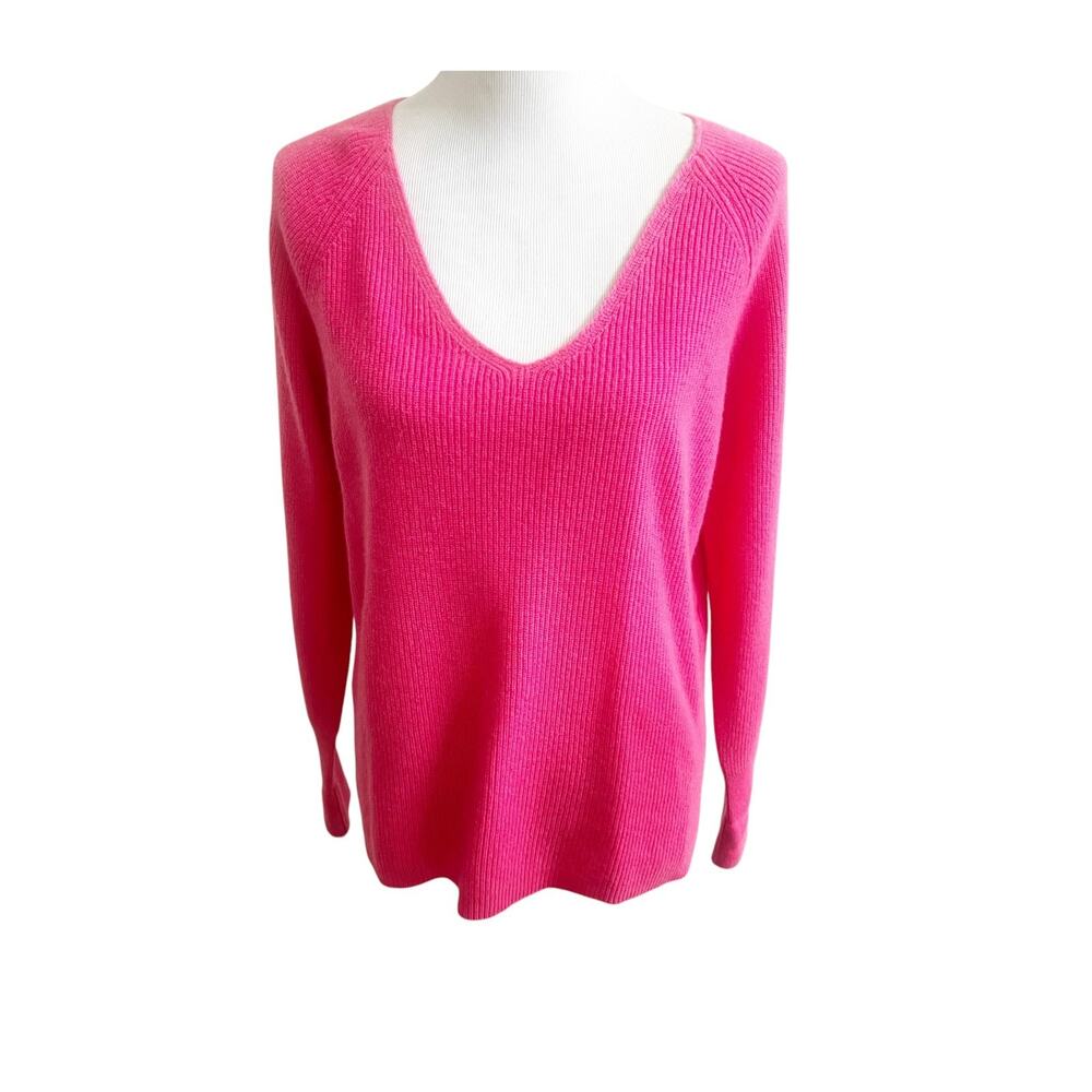 Sundance Sweater Womens S Hot Pink Cashmere Knit Ribbed Raglan Sleeve Barbiecore